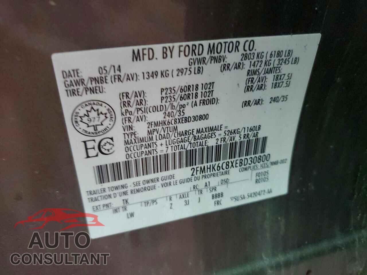 FORD FLEX 2014 - 2FMHK6C8XEBD30800