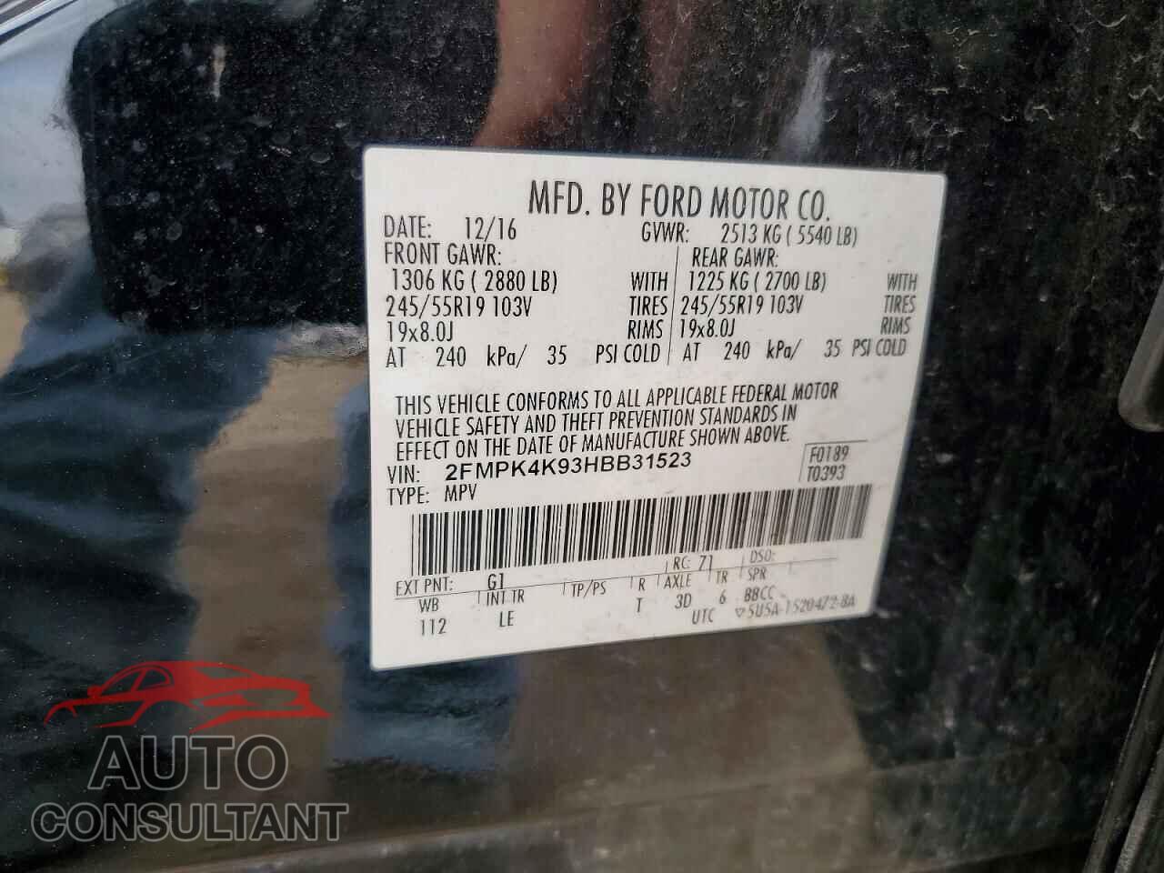 FORD EDGE 2017 - 2FMPK4K93HBB31523