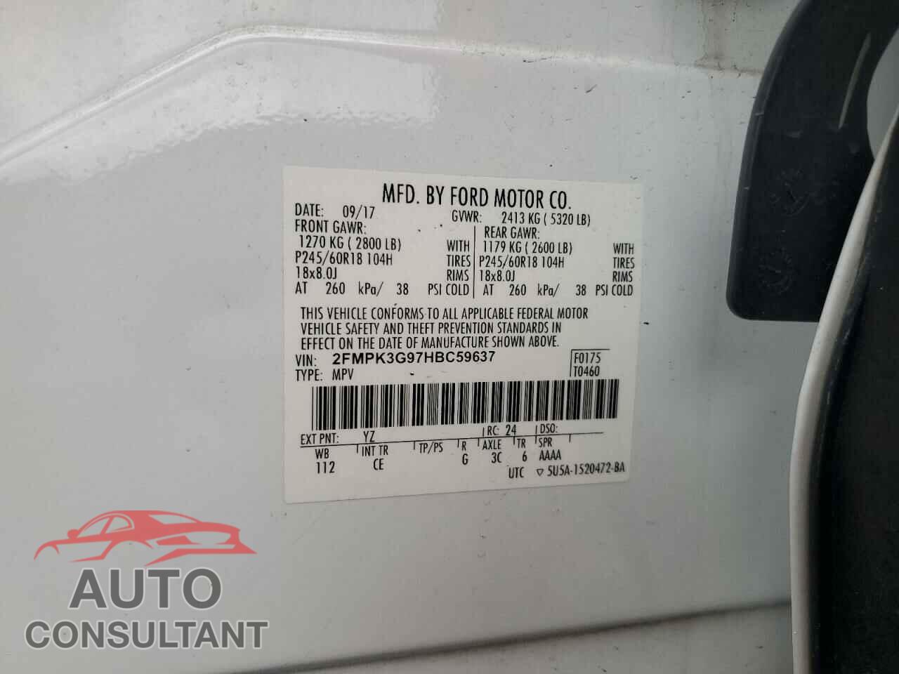 FORD EDGE 2017 - 2FMPK3G97HBC59637