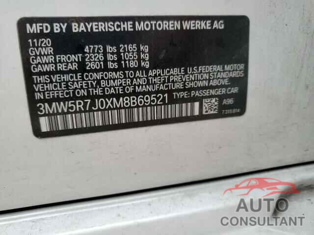 BMW 3 SERIES 2021 - 3MW5R7J0XM8B69521