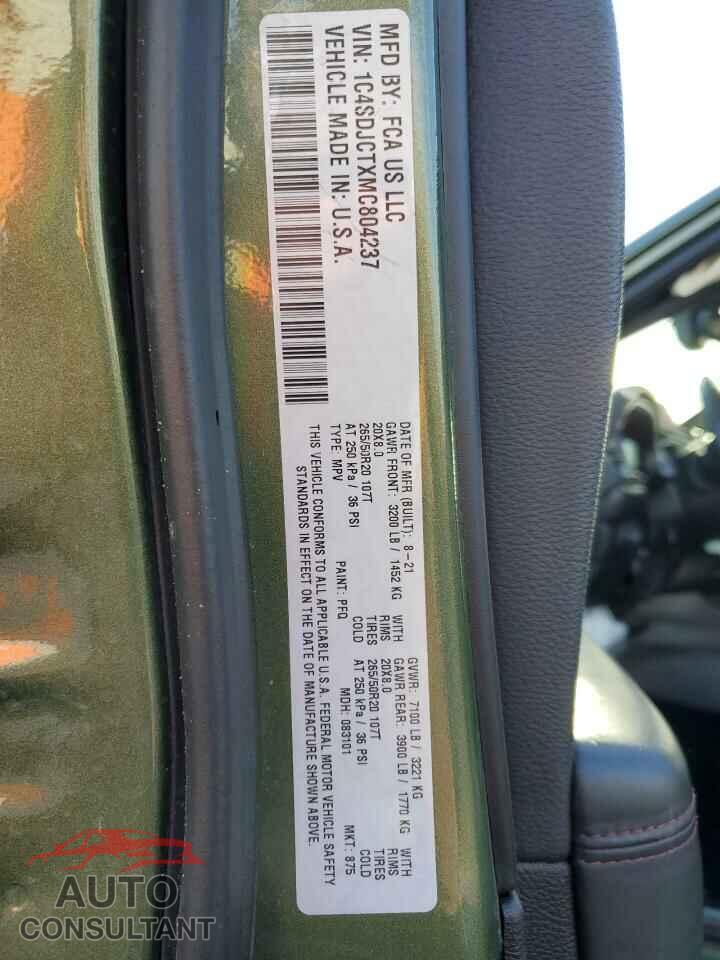 DODGE DURANGO 2021 - 1C4SDJCTXMC804237