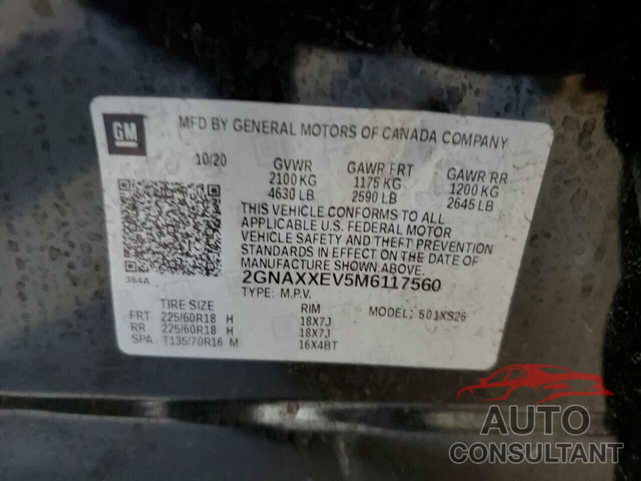 CHEVROLET EQUINOX 2021 - 2GNAXXEV5M6117560