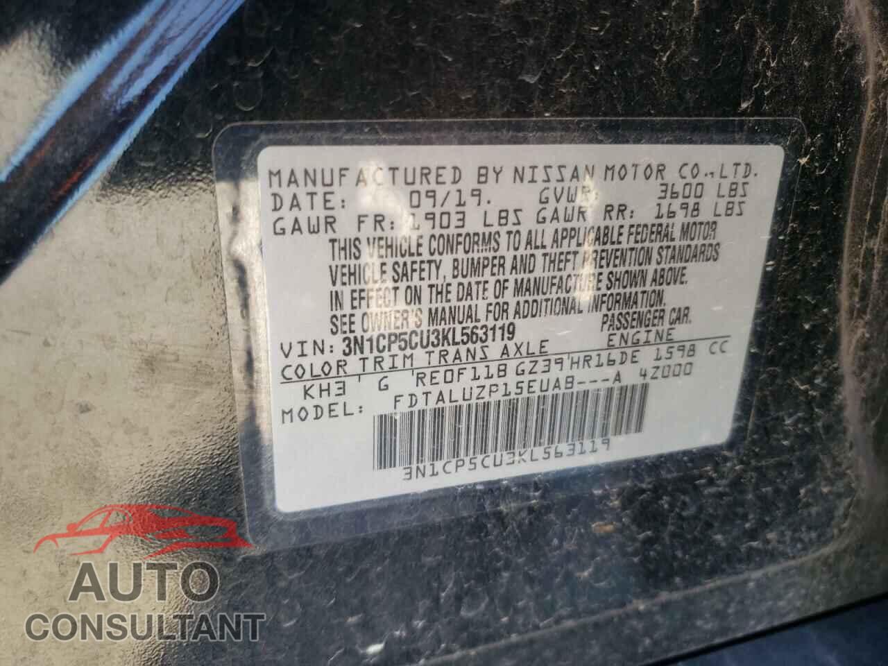 NISSAN KICKS 2019 - 3N1CP5CU3KL563119