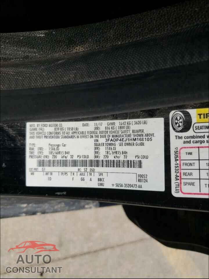FORD FIESTA 2017 - 3FADP4EJ1HM168105