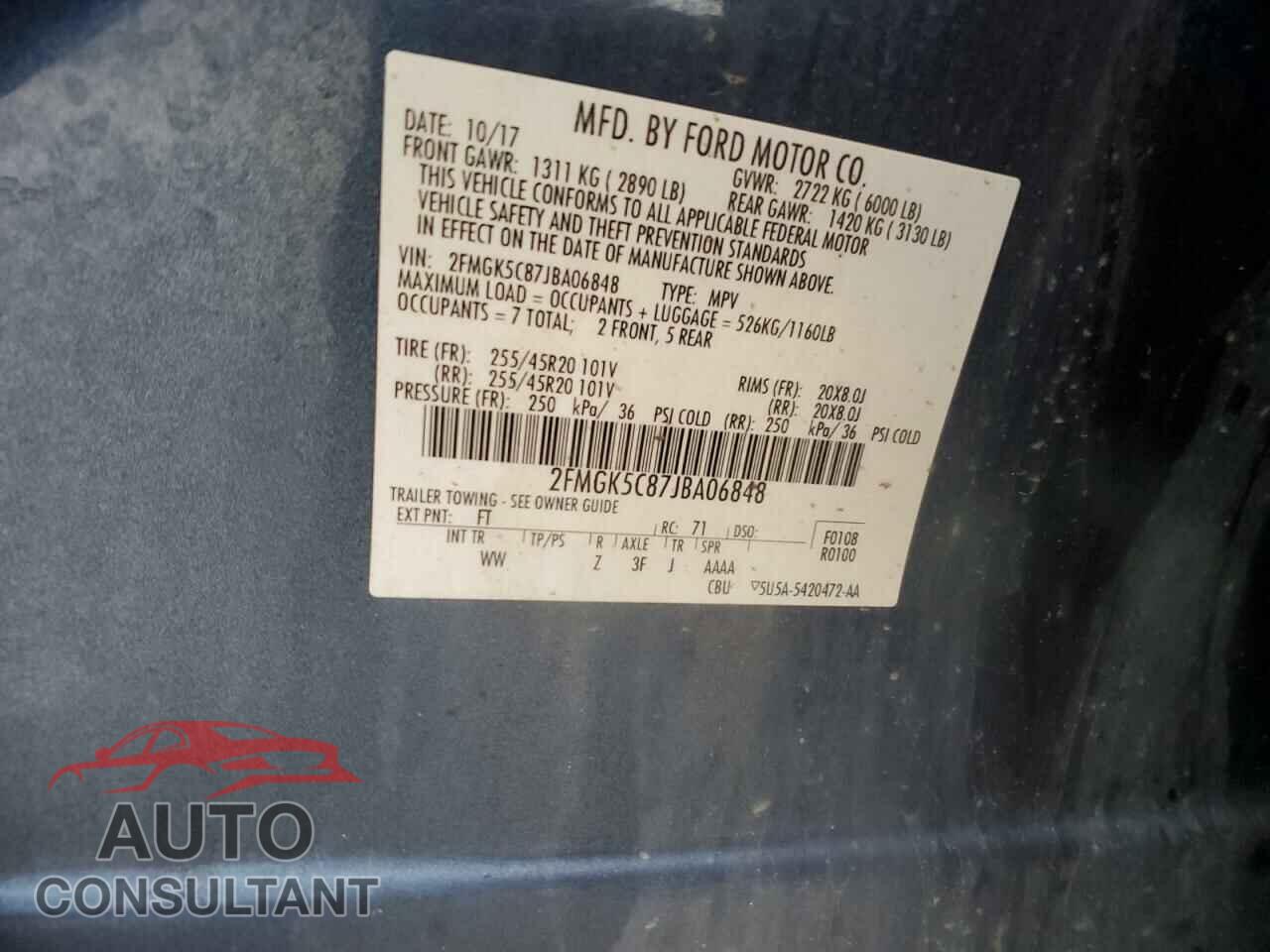 FORD FLEX 2018 - 2FMGK5C87JBA06848