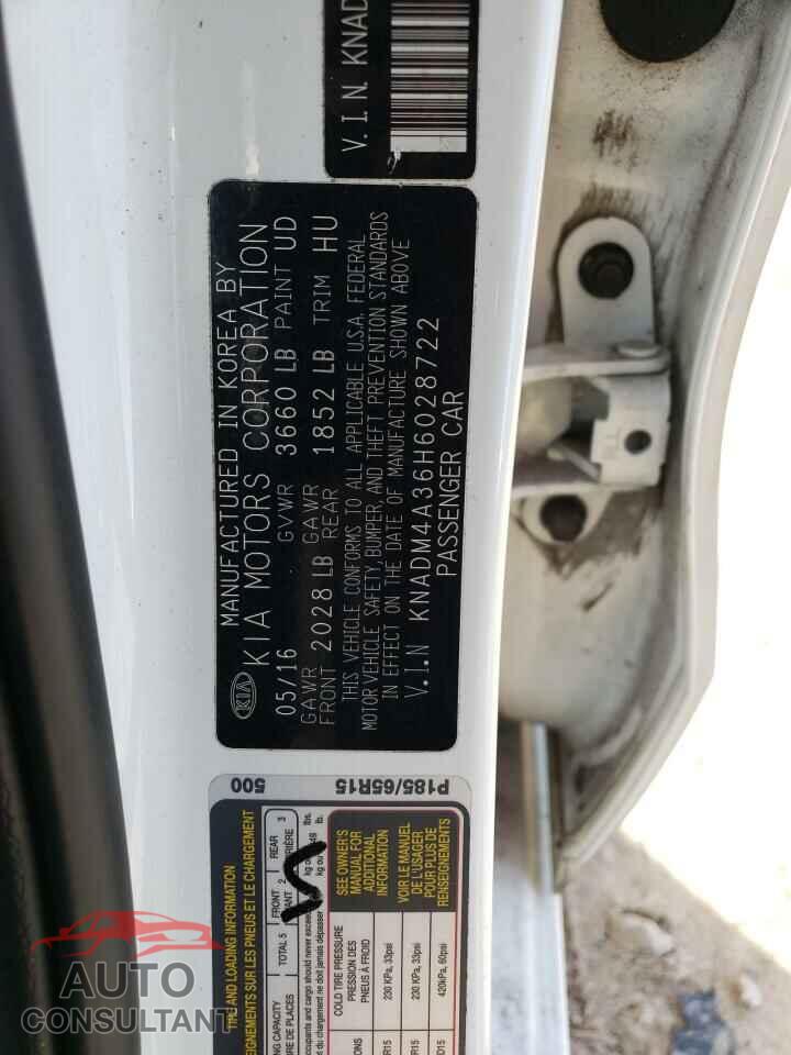 KIA RIO 2017 - KNADM4A36H6028722