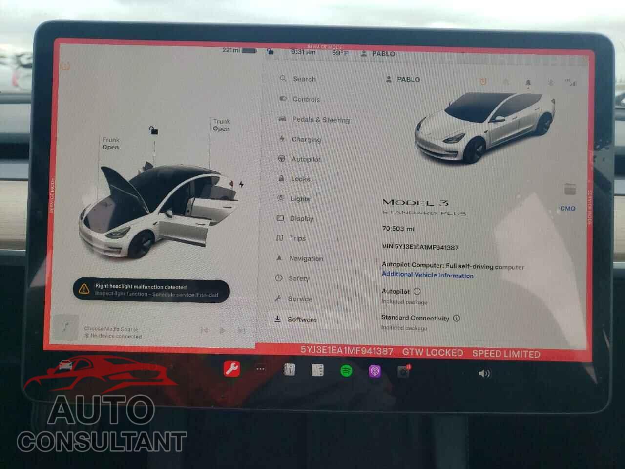 TESLA MODEL 3 2021 - 5YJ3E1EA1MF941387