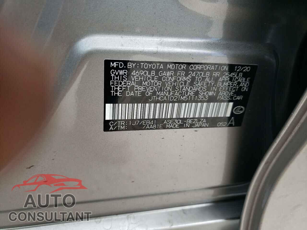 LEXUS IS 2021 - JTHCA1D21M5111353