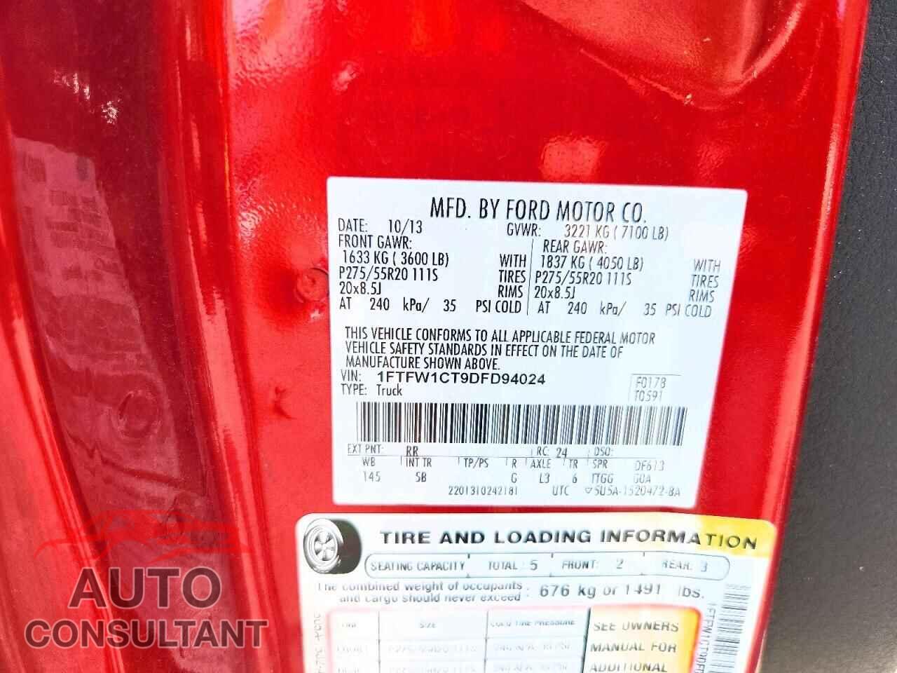 FORD F150 2013 - 1FTFW1CT9DFD94024