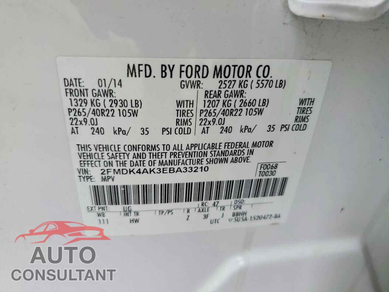 FORD EDGE 2014 - 2FMDK4AK3EBA33210