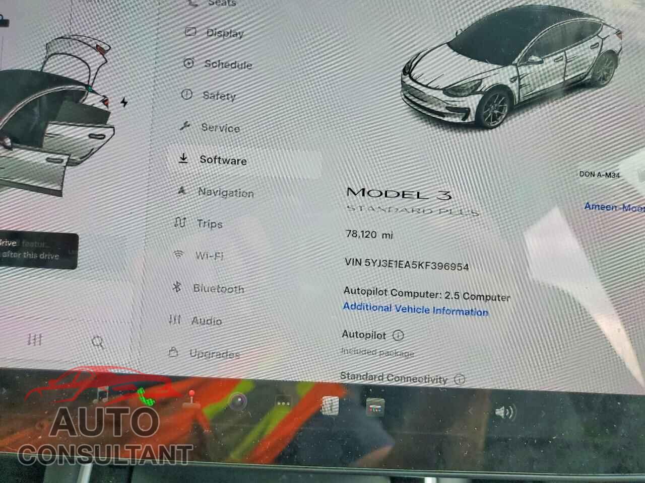 TESLA MODEL 3 2019 - 5YJ3E1EA5KF396954