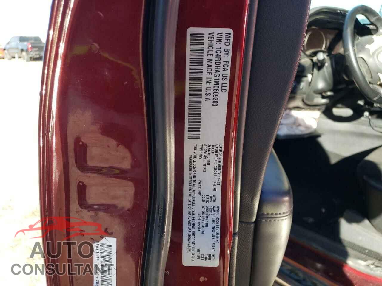 DODGE DURANGO 2021 - 1C4RDHAG1MC609303