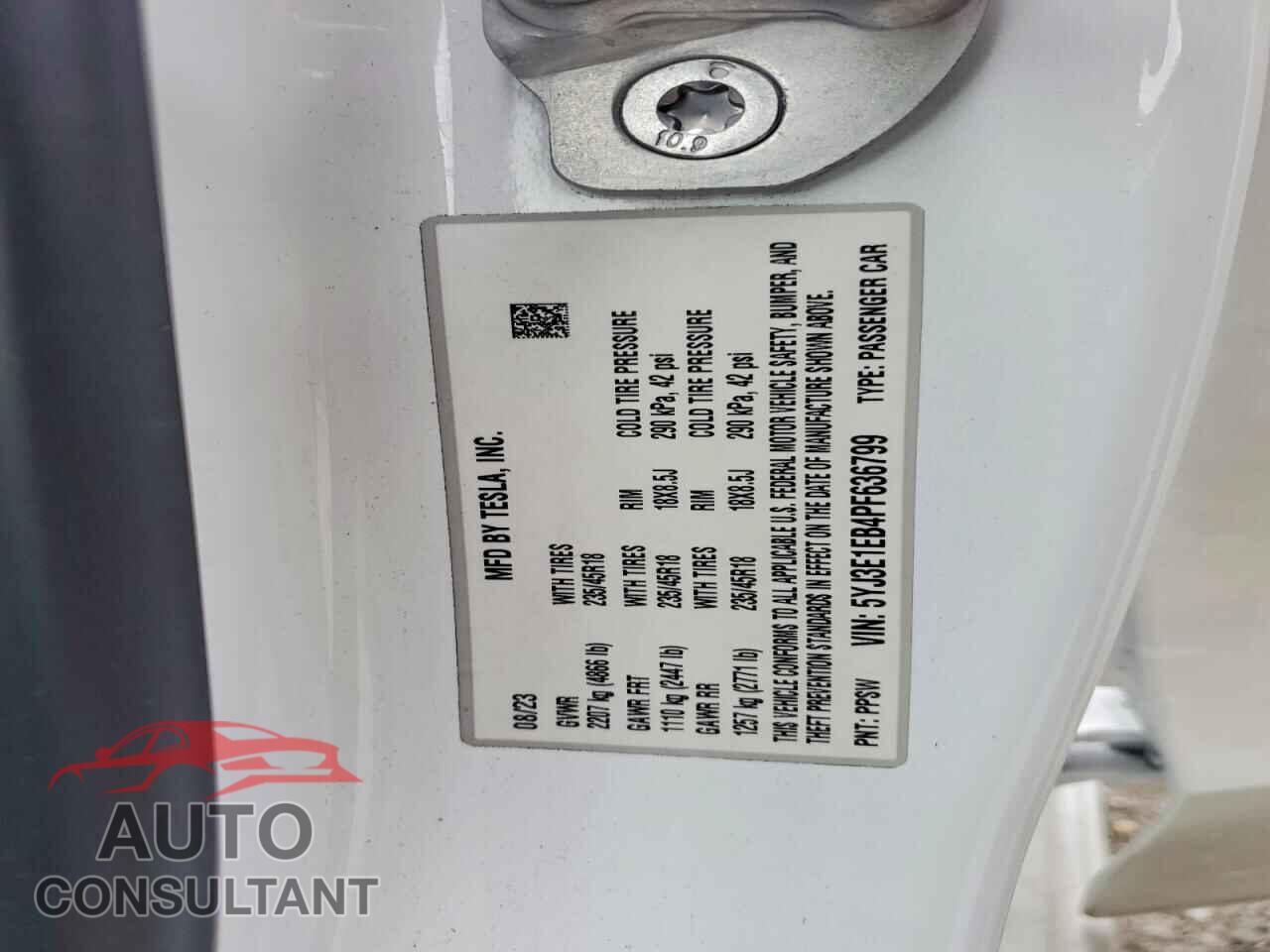 TESLA MODEL 3 2023 - 5YJ3E1EB4PF636799