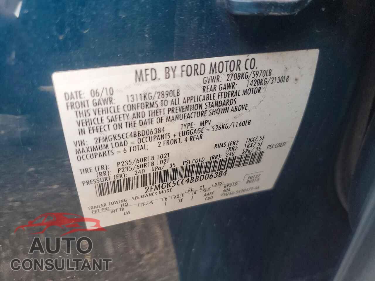 FORD FLEX 2011 - 2FMGK5CC4BBD06384