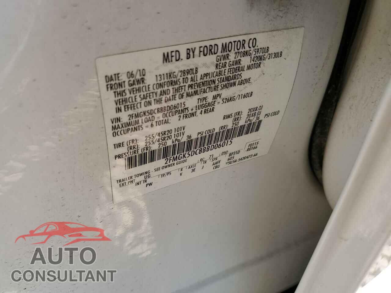 FORD FLEX 2011 - 2FMGK5DC8BBD06015
