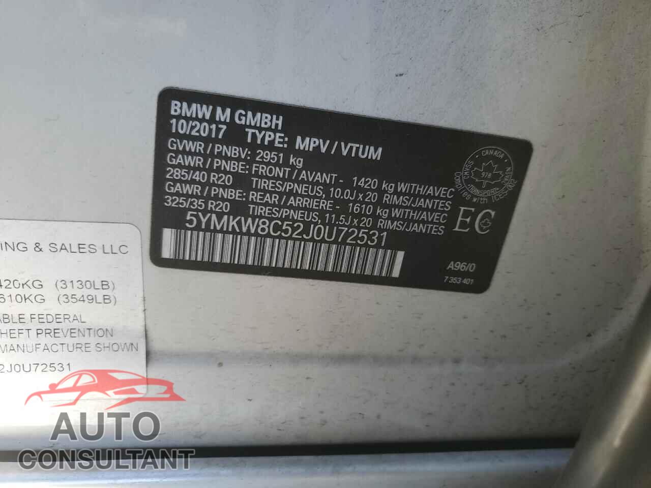 BMW X6 2018 - 5YMKW8C52J0U72531