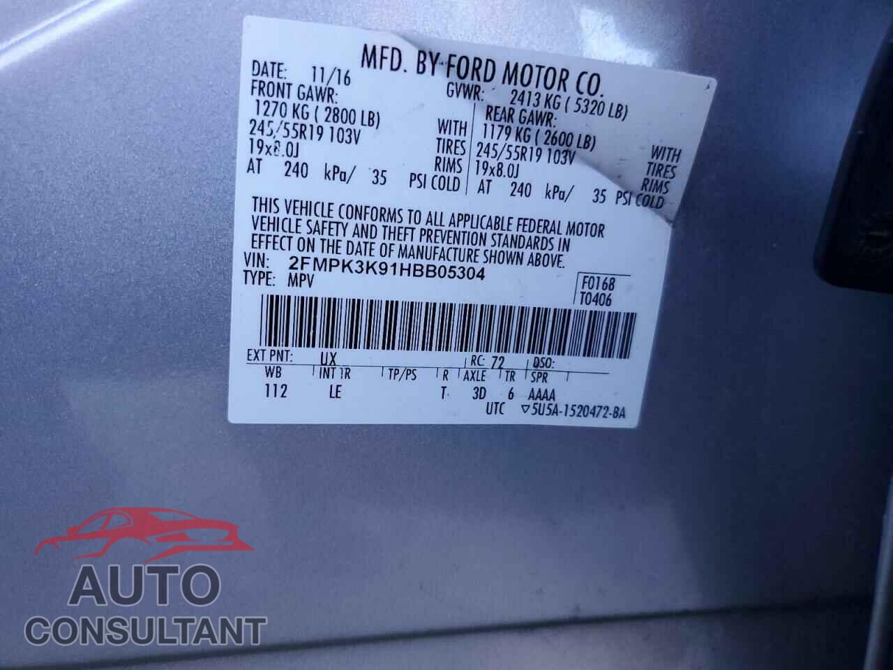 FORD EDGE 2017 - 2FMPK3K91HBB05304