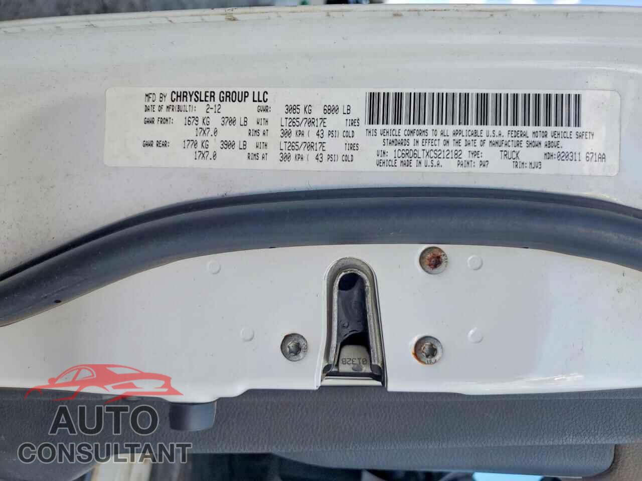 DODGE RAM 1500 2012 - 1C6RD6LTXCS212182