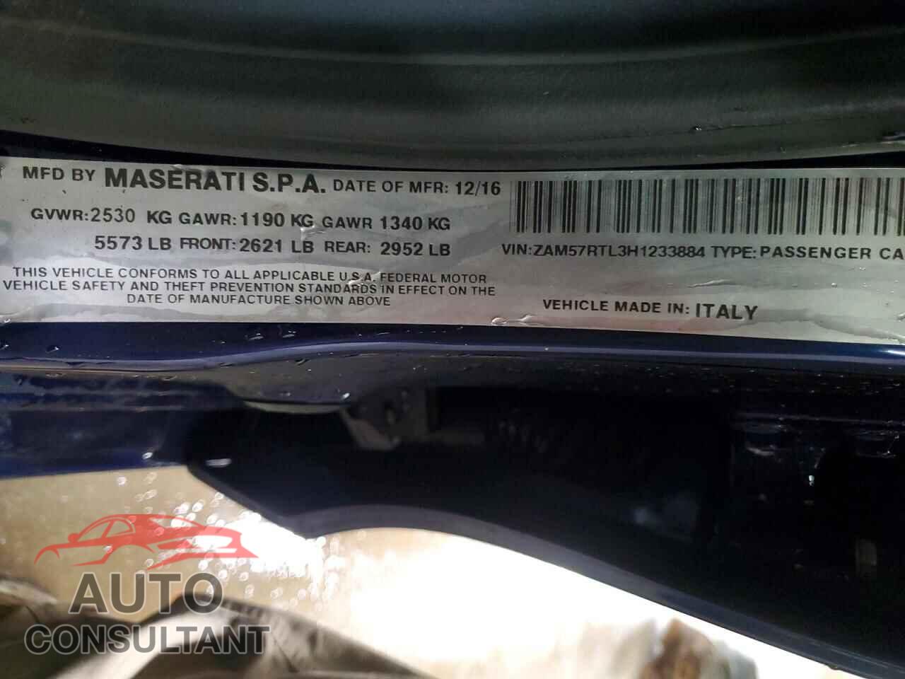 MASERATI ALL MODELS 2017 - ZAM57RTL3H1233884