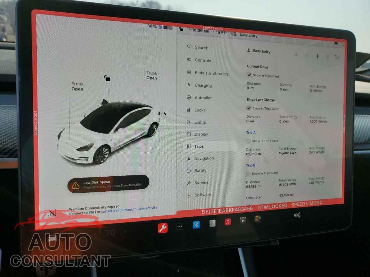 TESLA MODEL 3 2019 - 5YJ3E1EA8KF483456