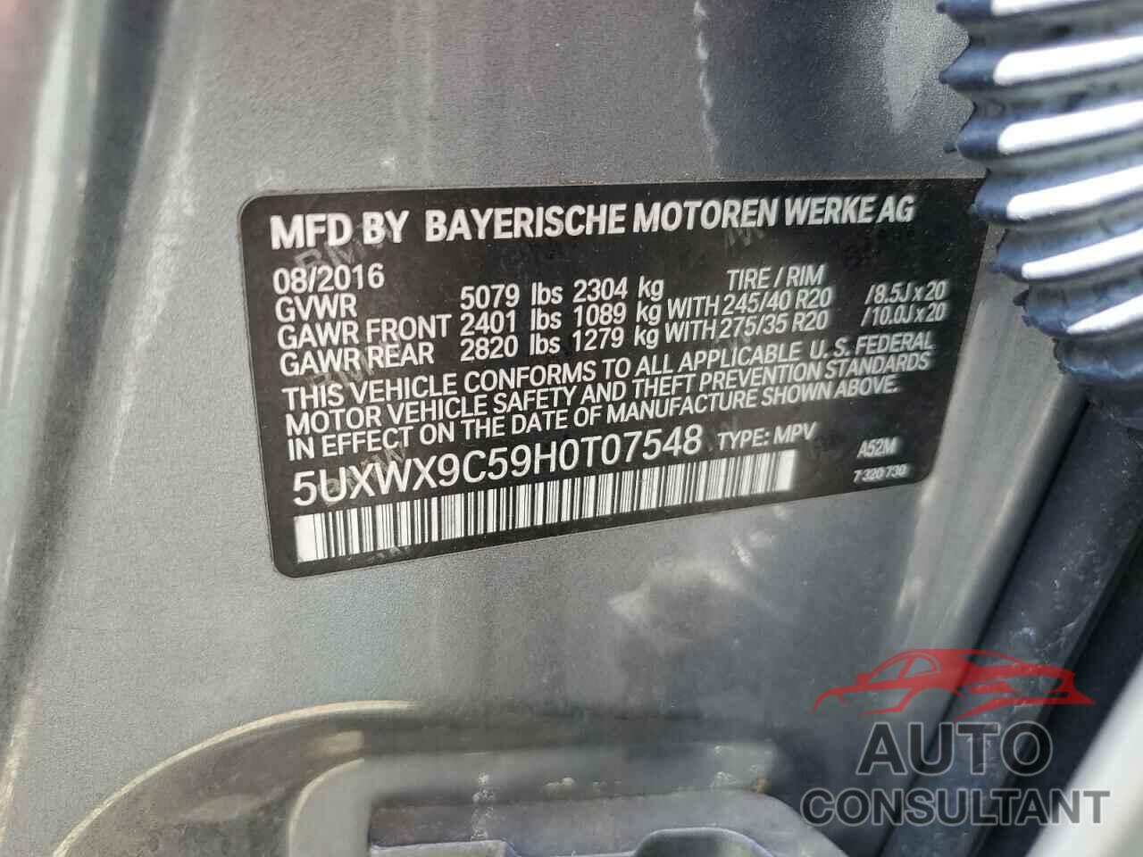 BMW X3 2017 - 5UXWX9C59H0T07548