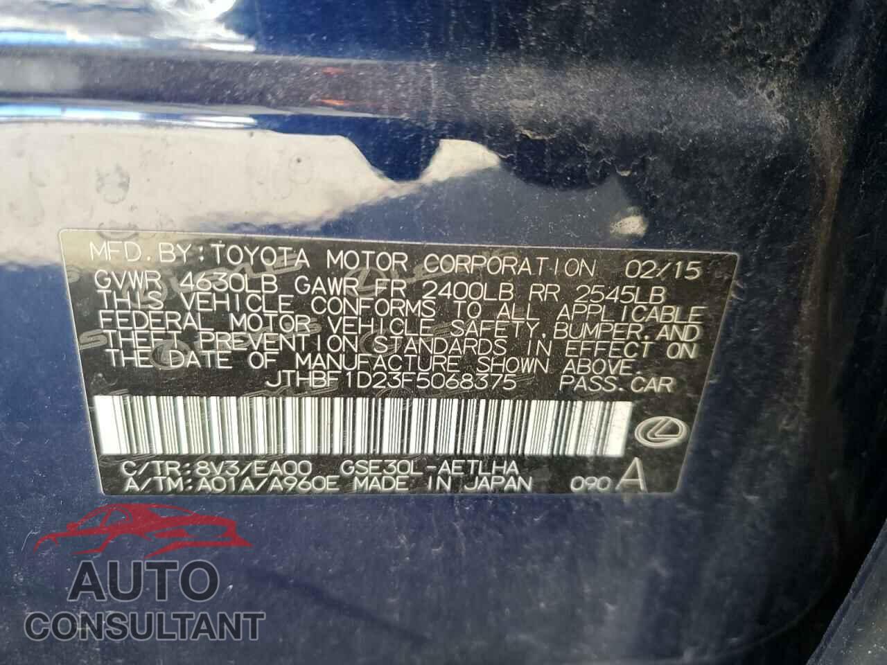 LEXUS IS 2015 - JTHBF1D23F5068375