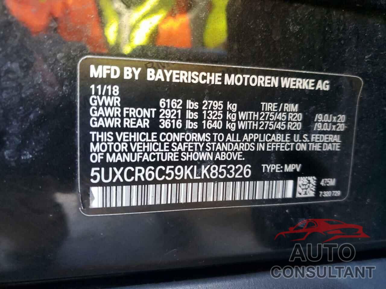 BMW X5 2019 - 5UXCR6C59KLK85326