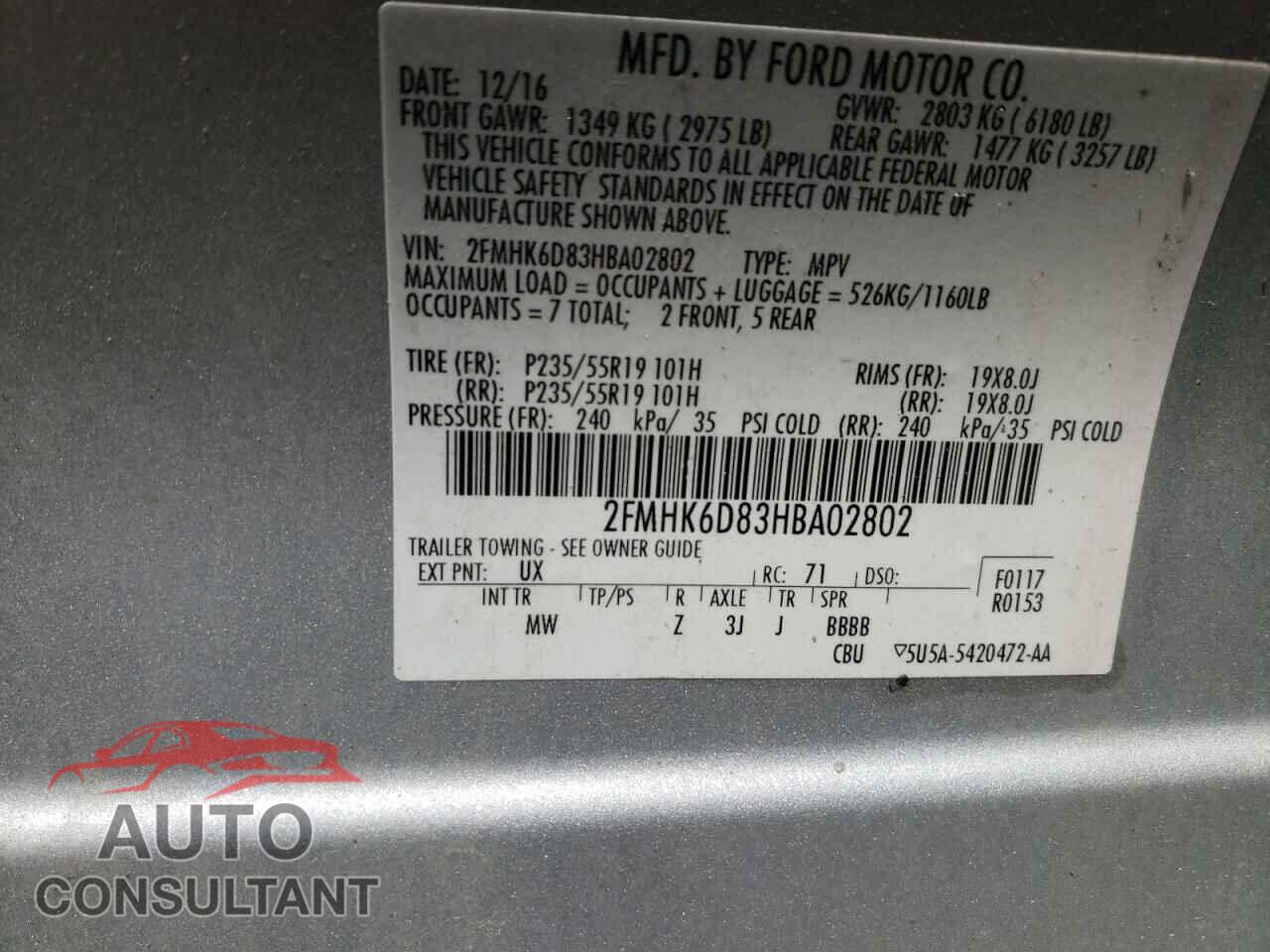 FORD FLEX 2017 - 2FMHK6D83HBA02802