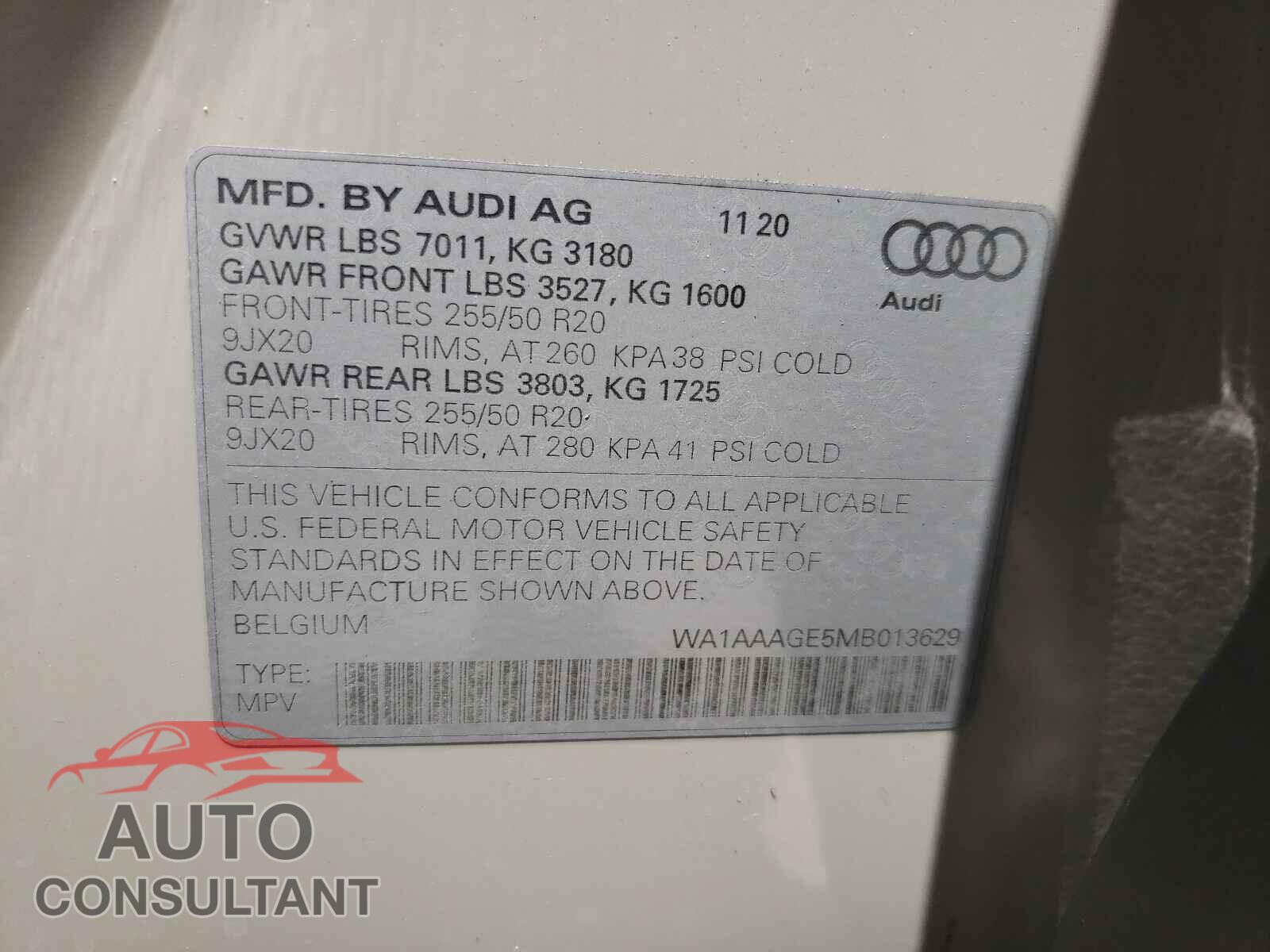 AUDI E-TRON 2021 - WA1AAAGE5MB013629