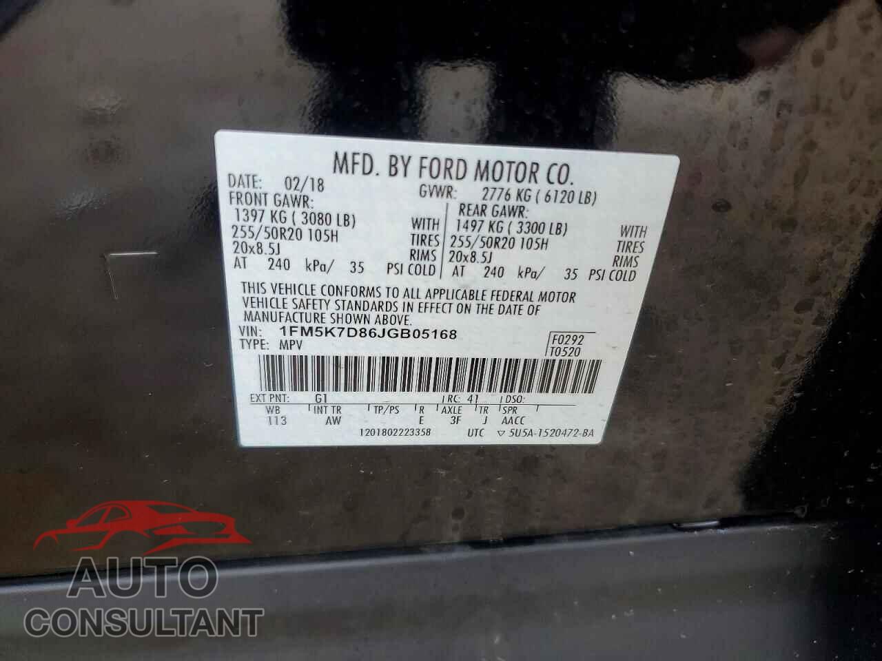 FORD EXPLORER 2018 - 1FM5K7D86JGB05168