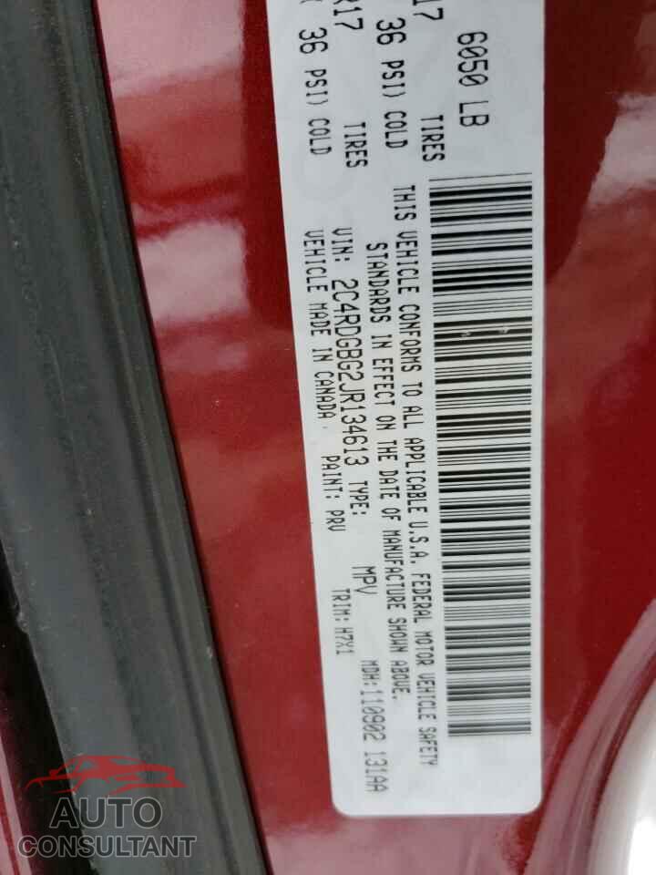 DODGE CARAVAN 2018 - 2C4RDGBG2JR134613