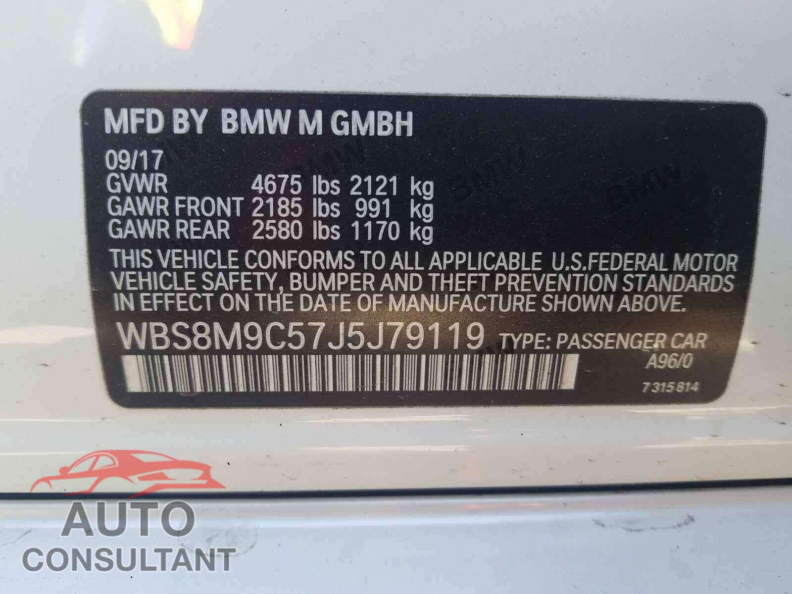 BMW M3 2018 - WBS8M9C57J5J79119