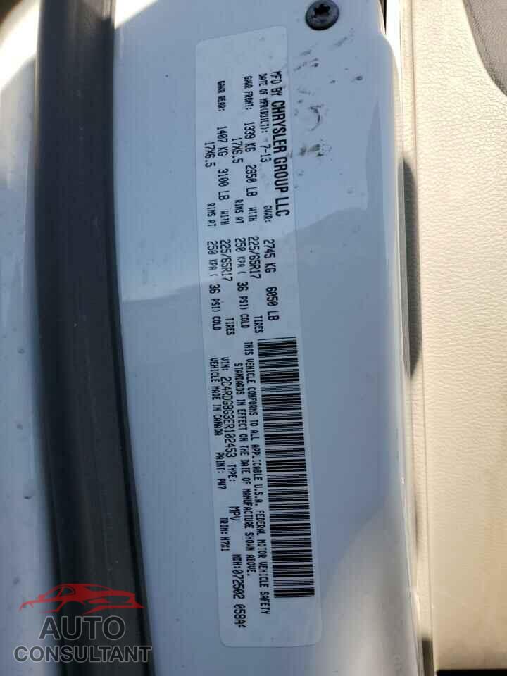 DODGE CARAVAN 2014 - 2C4RDGBG3ER102453