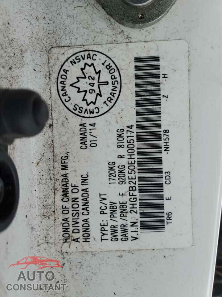 HONDA CIVIC 2014 - 2HGFB2E50EH005174