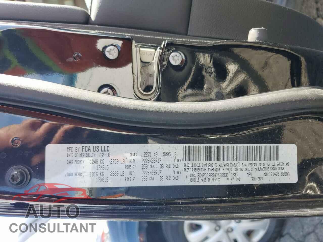 DODGE JOURNEY 2017 - 3C4PDCAB9HT568931