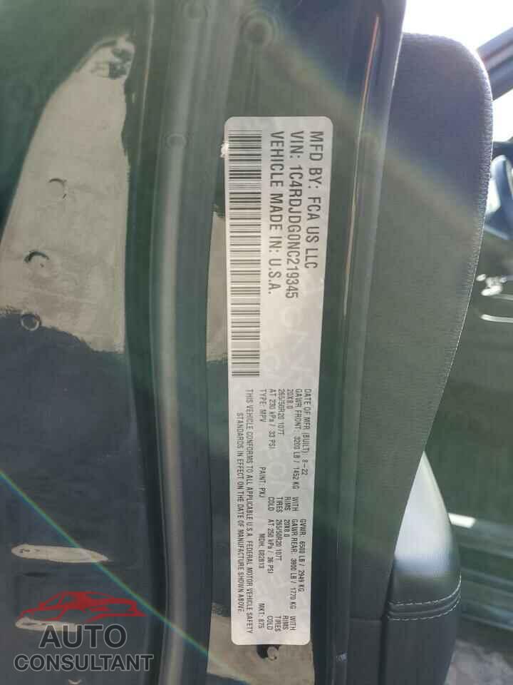 DODGE DURANGO 2022 - 1C4RDJDG0NC219345