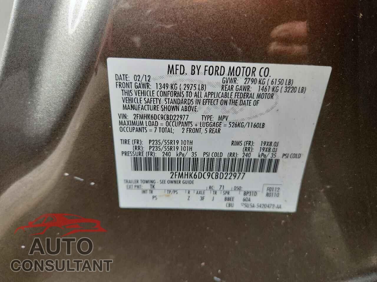 FORD FLEX 2012 - 2FMHK6DC9CBD22977