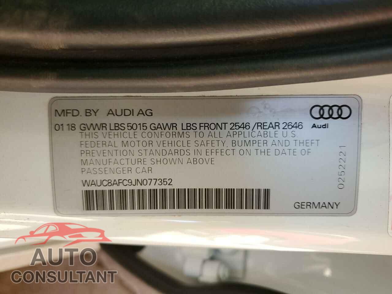 AUDI A6 2018 - WAUC8AFC9JN077352