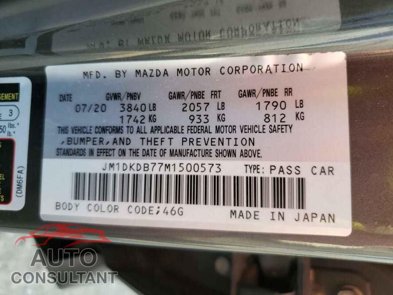 MAZDA CX-3 2021 - JM1DKDB77M1500573