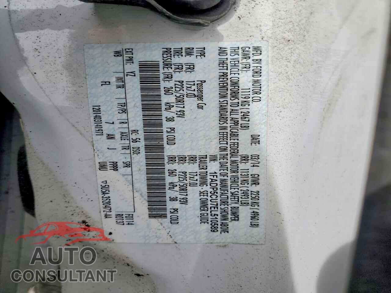 FORD CMAX 2014 - 1FADP5CU7EL510589