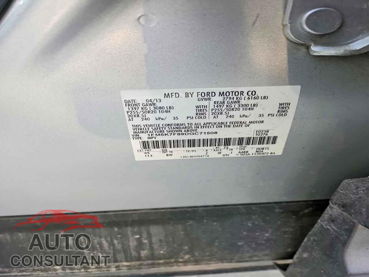 FORD EXPLORER 2013 - 1FM5K7F89DGC71508