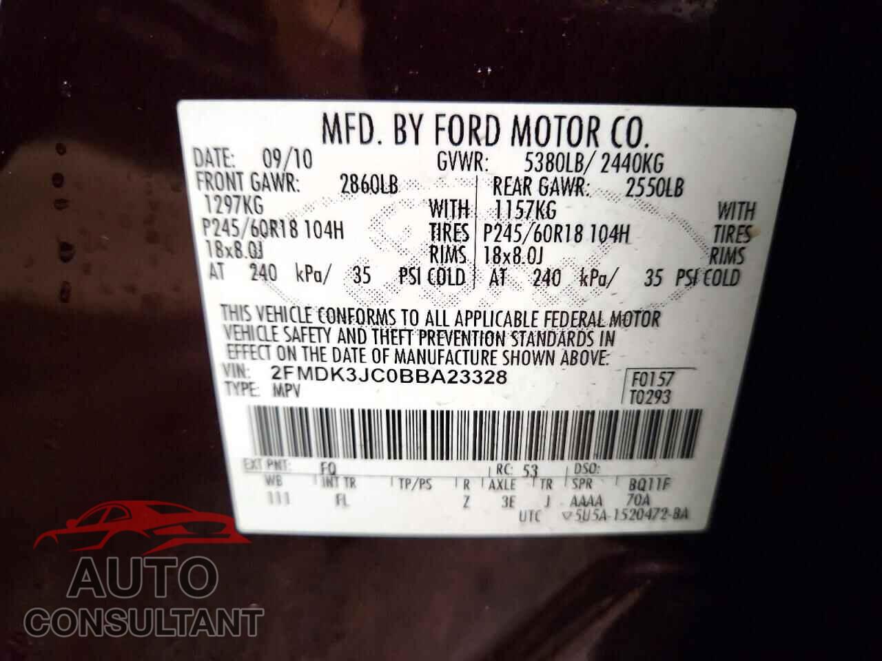 FORD EDGE 2011 - 2FMDK3JC0BBA23328