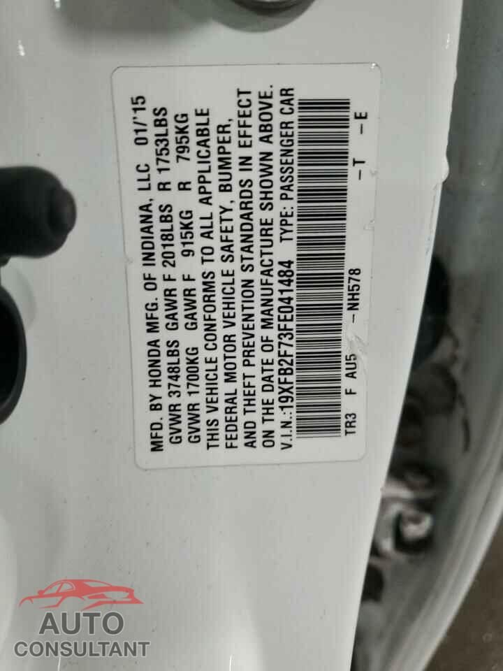 HONDA CIVIC 2015 - 19XFB2F73FE041484