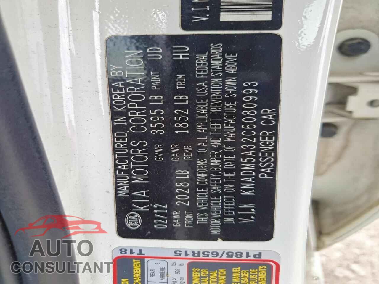 KIA RIO 2012 - KNADM5A32C6080993