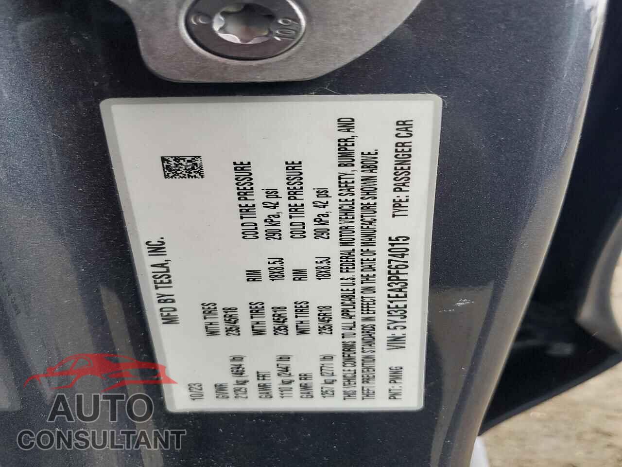 TESLA MODEL 3 2023 - 5YJ3E1EA3PF674015