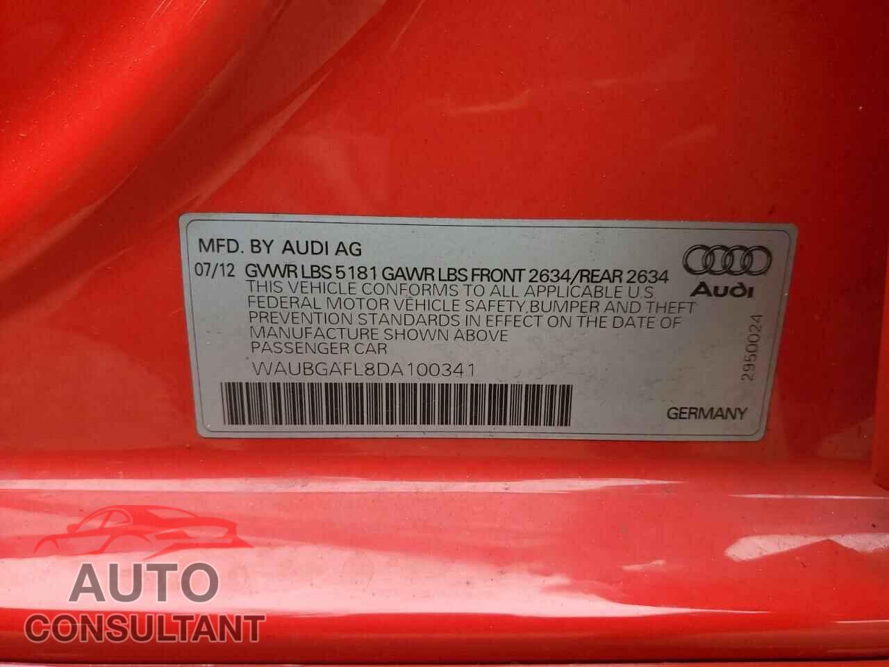 AUDI S4/RS4 2013 - WAUBGAFL8DA100341