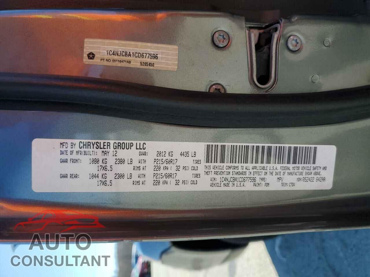 JEEP COMPASS 2012 - 1C4NJCBA1CD677596
