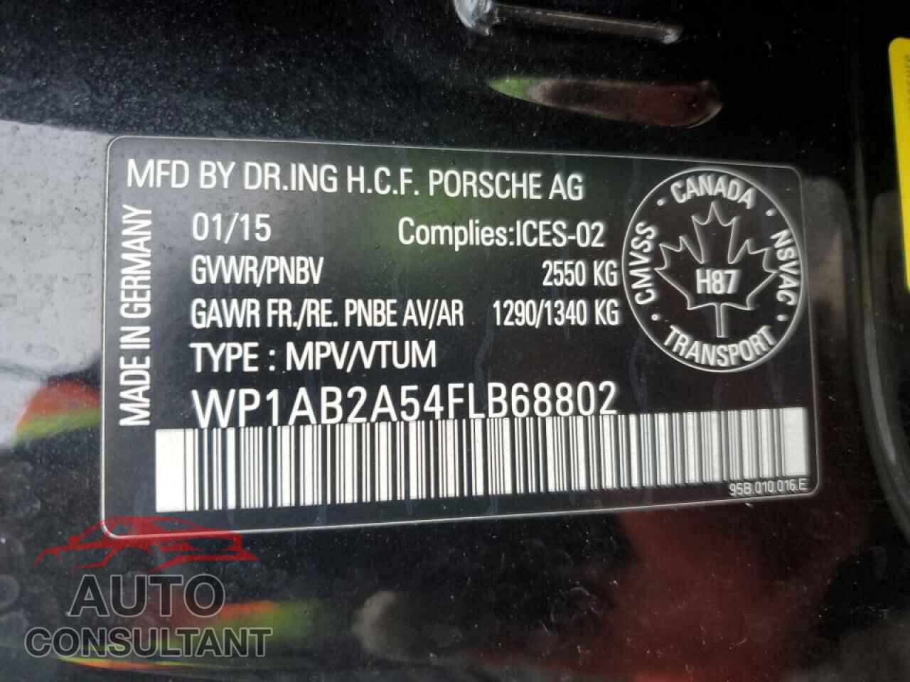PORSCHE MACAN 2015 - WP1AB2A54FLB68802