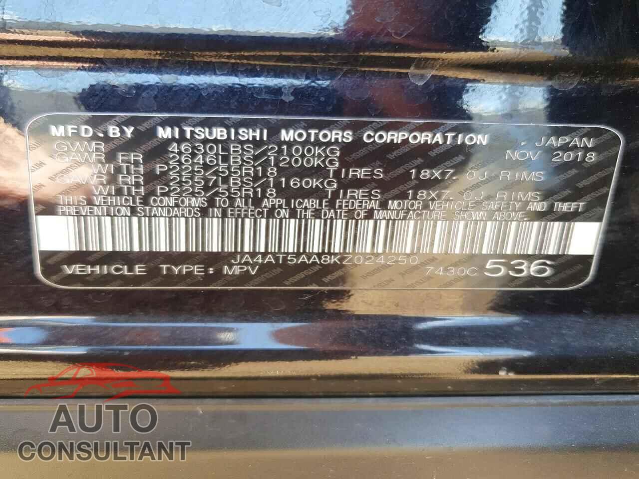 MITSUBISHI ECLIPSE 2019 - JA4AT5AA8KZ024250