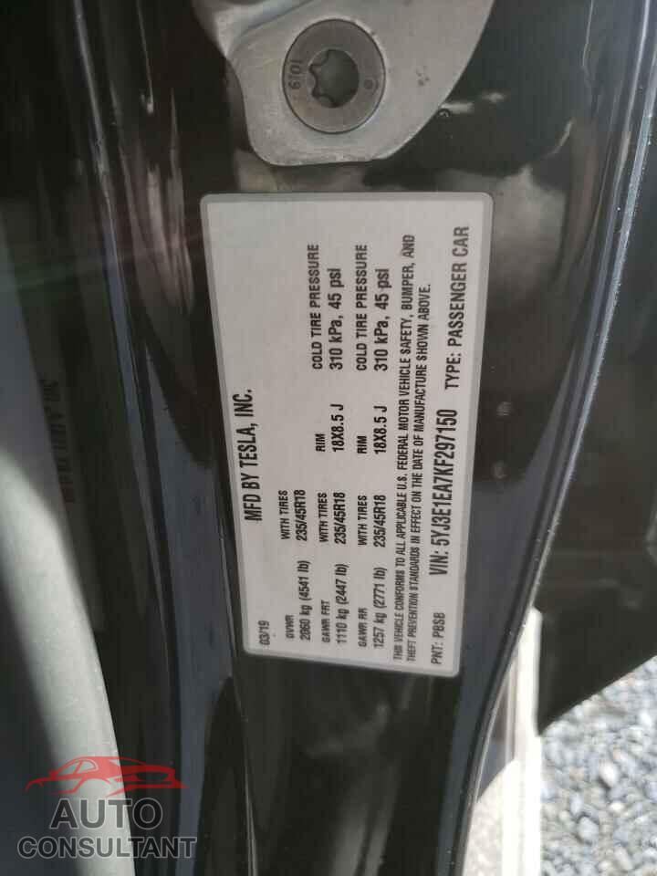 TESLA MODEL 3 2019 - 5YJ3E1EA7KF297150